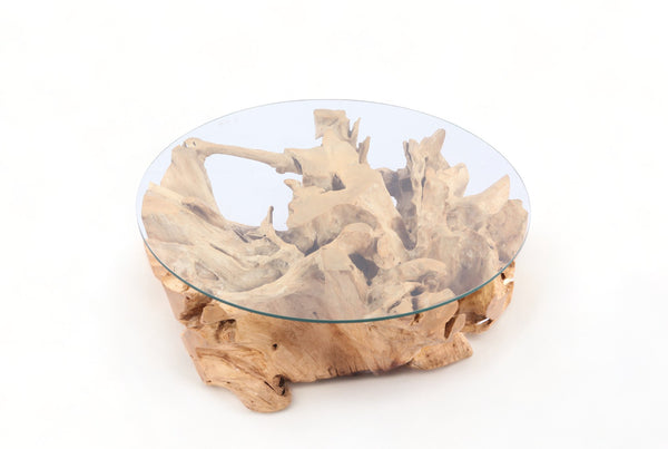 Round Organic Sculptured Teak Root Based Coffee Table 18