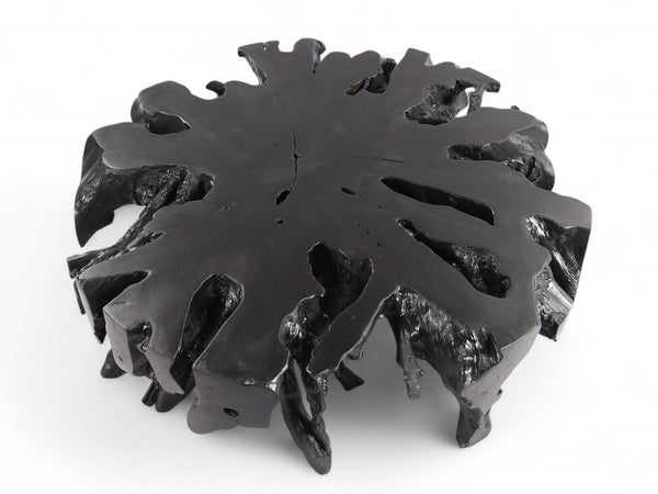 63" Inch D Round Black Organic Teak Root