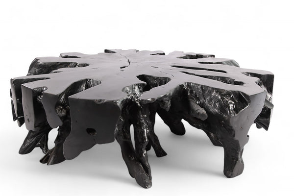 63" Inch D Round Black Organic Teak Root