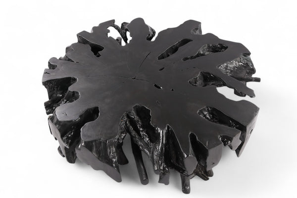 63" Inch D Round Black Organic Teak Root