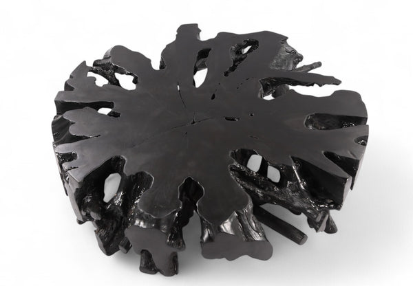 63" Inch D Round Black Organic Teak Root