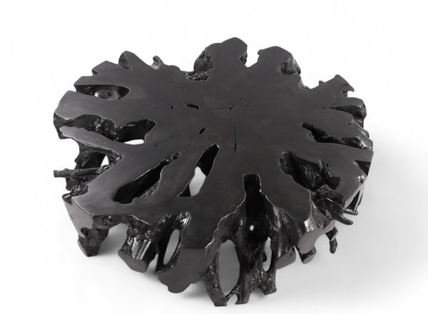 63" Inch D Round Black Organic Teak Root