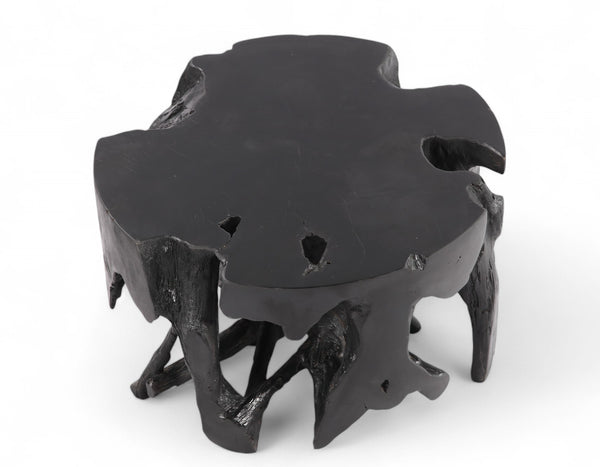 Round Black Teak Coffee Table