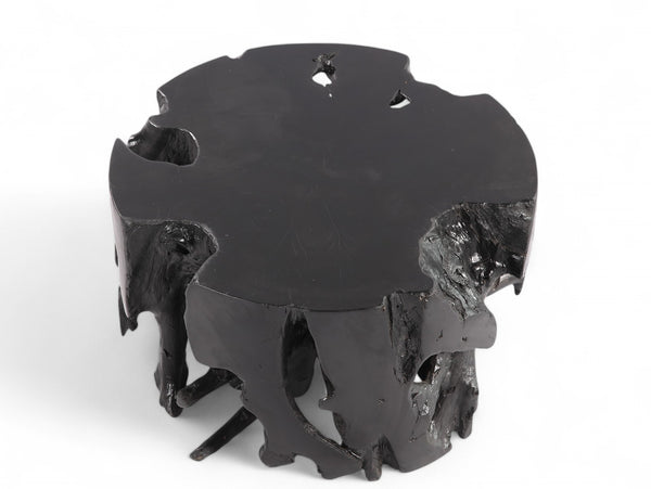 Round Black Teak Coffee Table