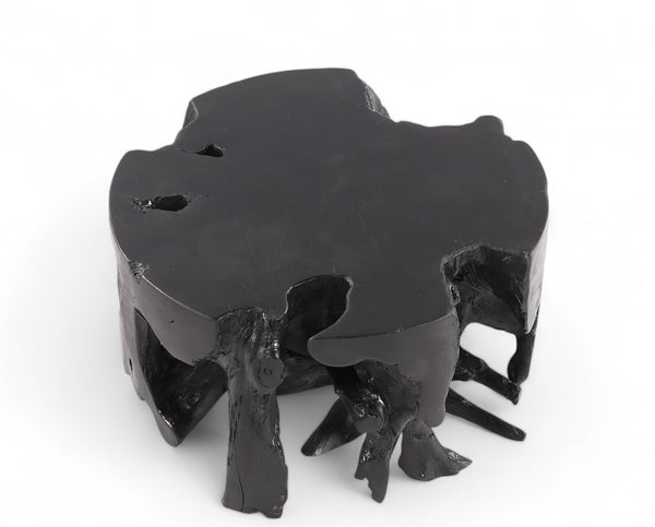 Round Black Teak Coffee Table