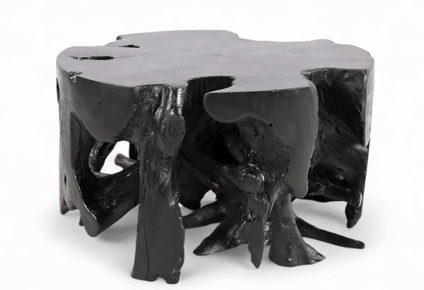 Round Black Teak Coffee Table