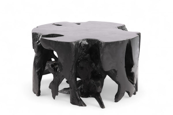 Round Black Teak Coffee Table