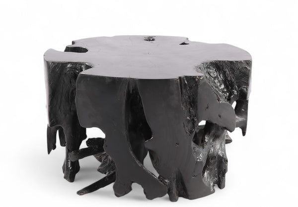 Round Black Teak Coffee Table