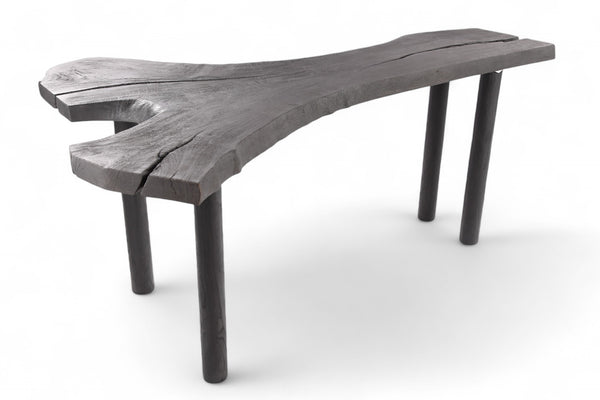 Black One Slab Free Form Living Edge Bar or Console Table