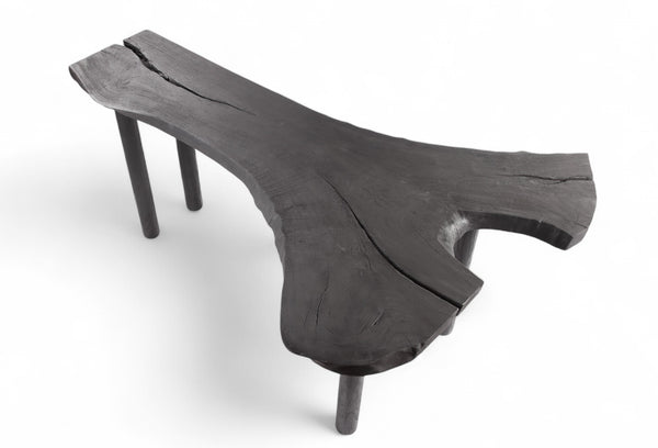 Black One Slab Free Form Living Edge Bar or Console Table