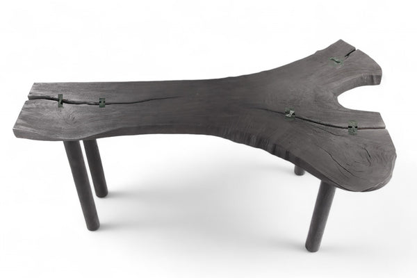 Black One Slab Free Form Living Edge Bar or Console Table