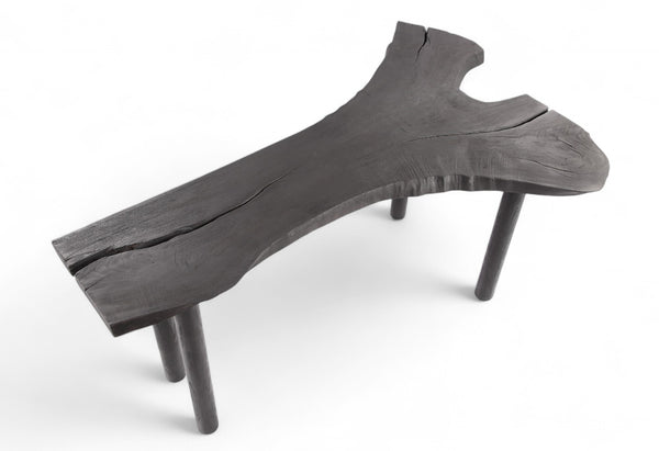 Black One Slab Free Form Living Edge Bar or Console Table