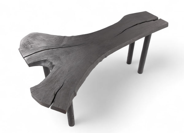 Black One Slab Free Form Living Edge Bar or Console Table