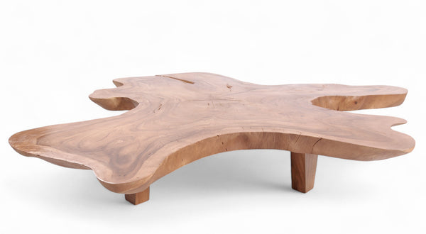 Brown Free Form Living Edge One Slab Coffee Table