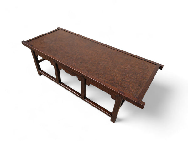 Antique Coffee Table,  Rattan Top