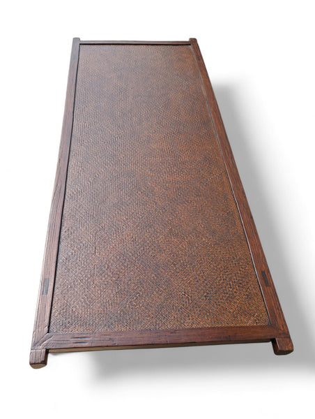 Antique Coffee Table,  Rattan Top
