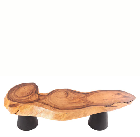 Brown Living Edge Coffee Table with Black Legs