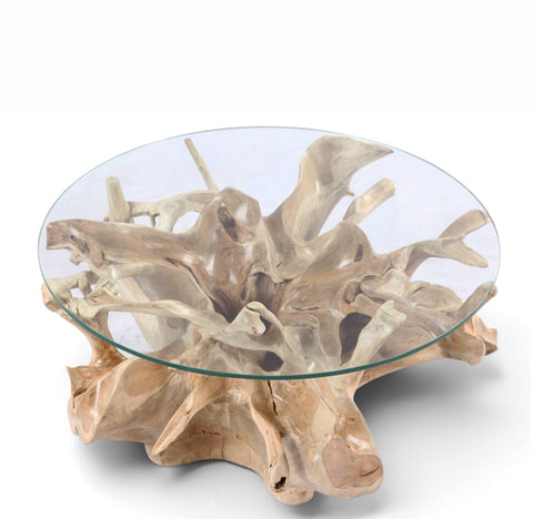 32” Inch Diameter Sculptured Teak Root Round Coffee Table 221