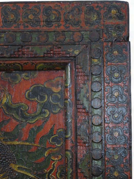 Embossed Flying Dragons Tibetan Wall Art or Room Divider or Head Board