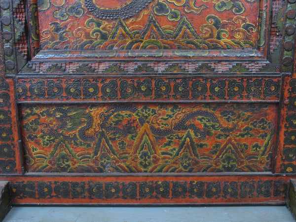 Embossed Flying Dragons Tibetan Wall Art or Room Divider or Head Board