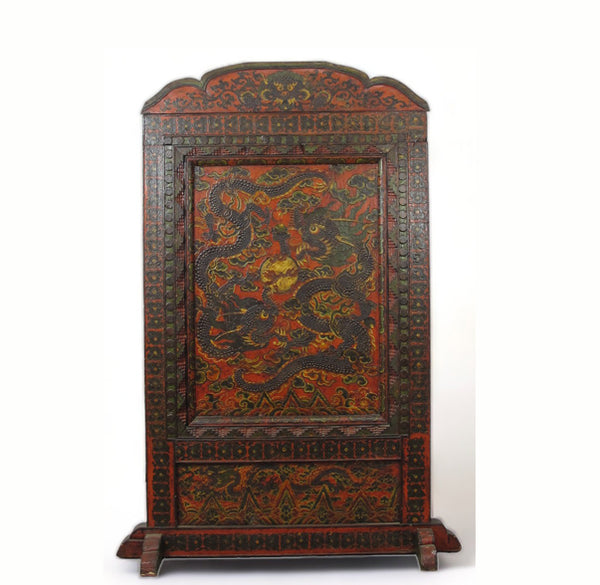 Embossed Flying Dragons Tibetan Wall Art or Room Divider or Head Board