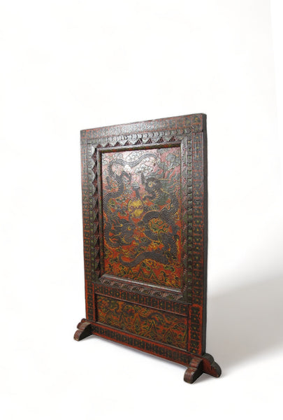 Embossed Flying Dragons Tibetan Wall Art or Room Divider or Head Board
