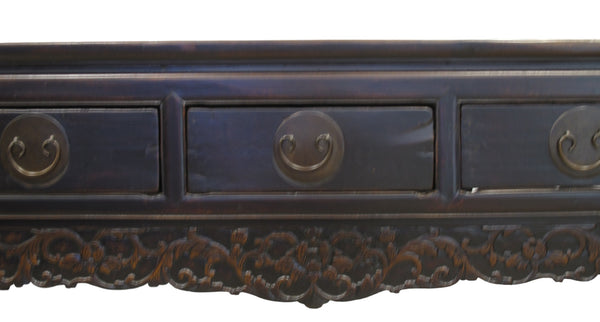 Antique 3 Drawers Desk with Cracked Ice Foot Rest