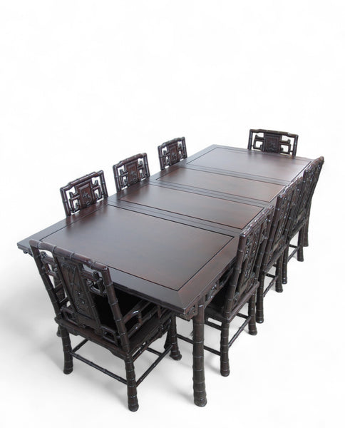 94" Long Rosewood Dining Table and 8 Chair Set