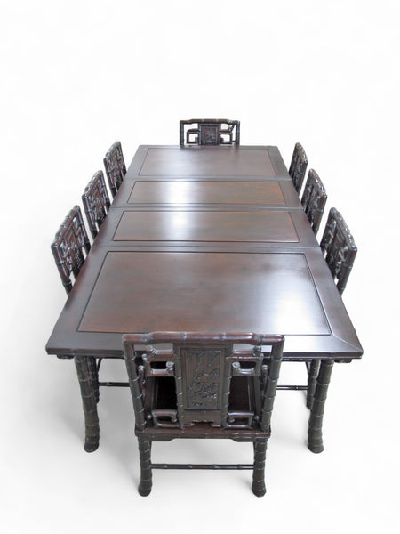 94" Long Rosewood Dining Table and 8 Chair Set