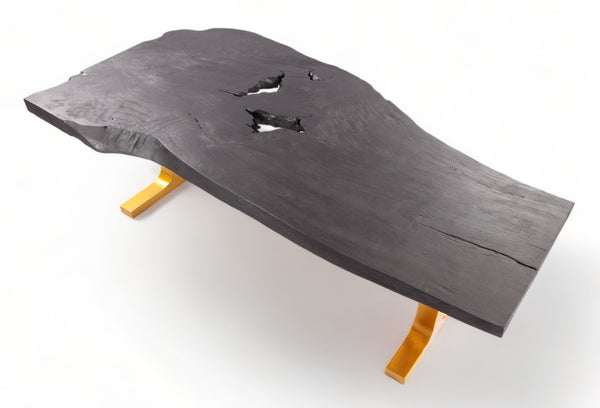 98" Inch Black Living Edge Desk or Dining Table