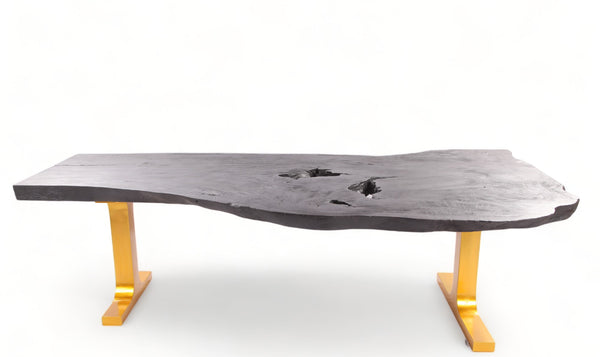 98" Inch Black Living Edge Desk or Dining Table