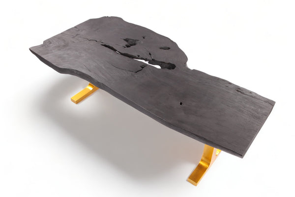 98" Inch Black Living Edge Desk or Dining Table - 2