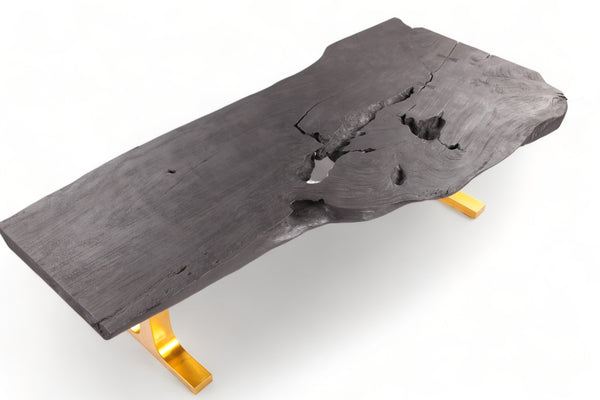 98" Inch Black Living Edge Desk or Dining Table - 2