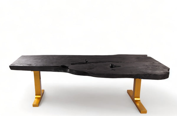 98" Inch Black Living Edge Desk or Dining Table - 2