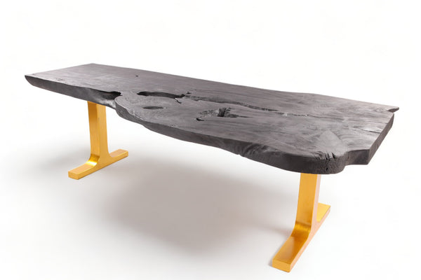 98" Inch Black Living Edge Desk or Dining Table - 2