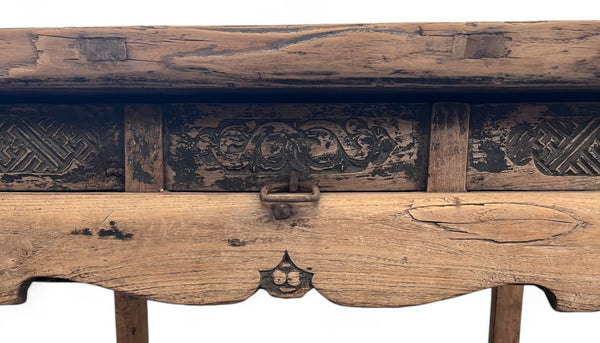 Mid 18th Century Antique Chinese Square Dining Table with 1 Drawer