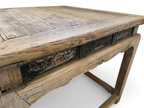 Mid 18th Century Antique Chinese Square Dining Table with 1 Drawer