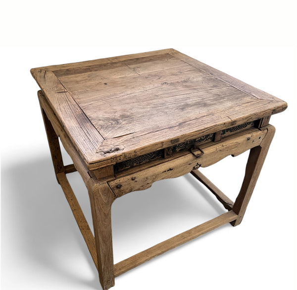 Mid 18th Century Antique Chinese Square Dining Table with 1 Drawer