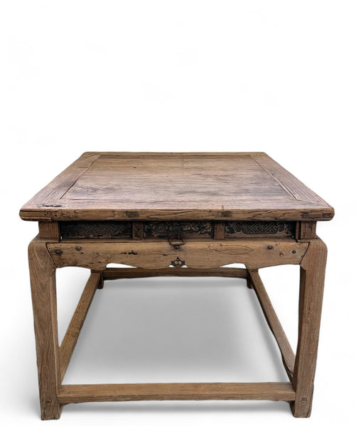 Mid 18th Century Antique Chinese Square Dining Table with 1 Drawer