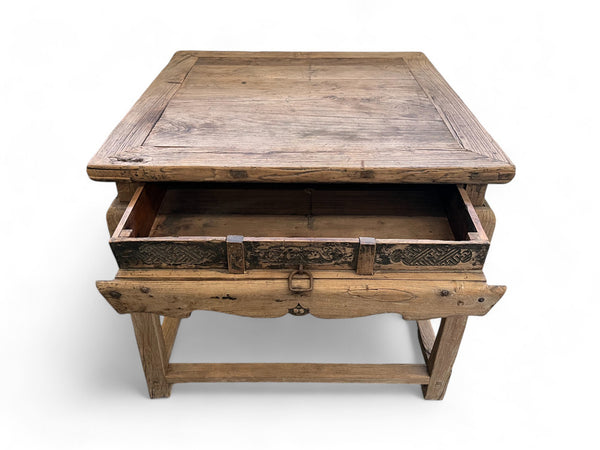 Mid 18th Century Antique Chinese Square Dining Table with 1 Drawer
