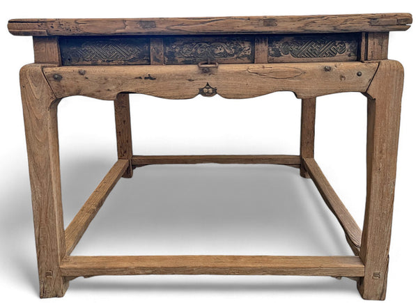 Mid 18th Century Antique Chinese Square Dining Table with 1 Drawer