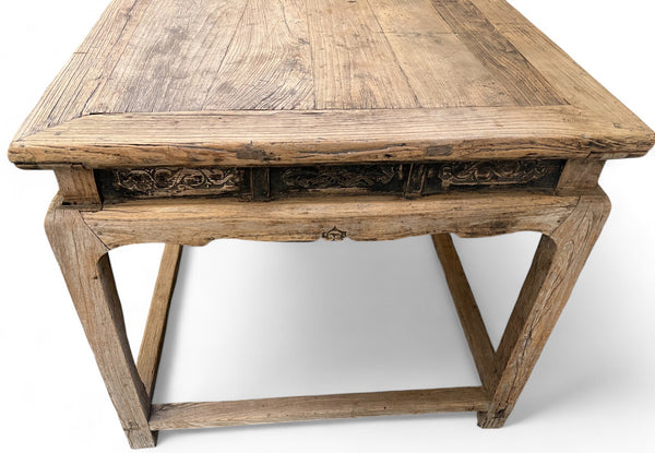Mid 18th Century Antique Chinese Square Dining Table with 1 Drawer