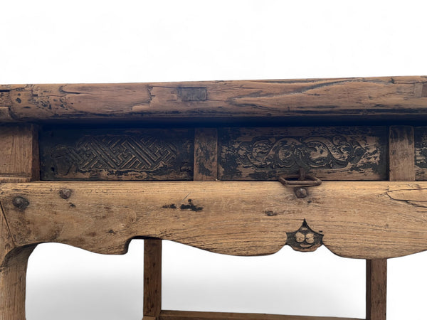 Mid 18th Century Antique Chinese Square Dining Table with 1 Drawer