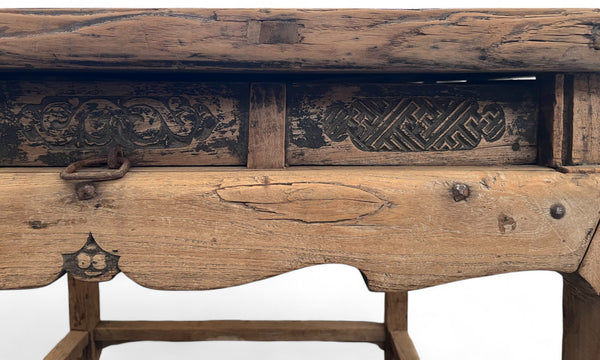 Mid 18th Century Antique Chinese Square Dining Table with 1 Drawer