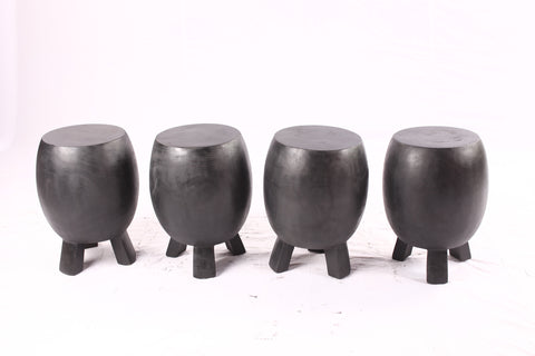 Pair of 15” Round Black Drum Accent Table