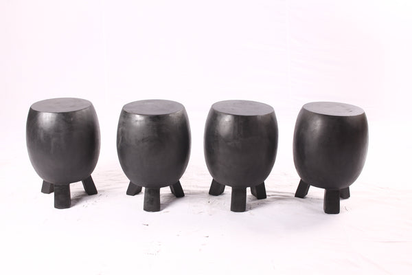 15” Round Black Drum Accent Table - Single