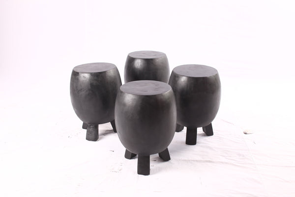 15” Round Black Drum Accent Table - Single