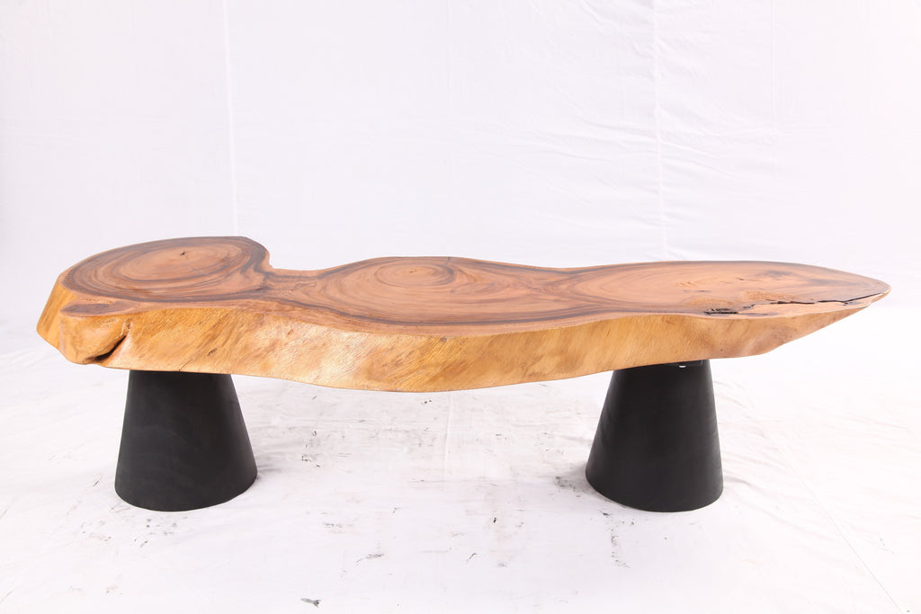 Brown Living Edge Coffee Table with Black Legs