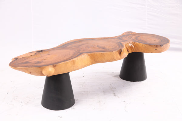 Brown Living Edge Coffee Table with Black Legs
