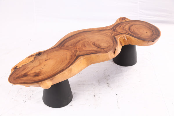 Brown Living Edge Coffee Table with Black Legs